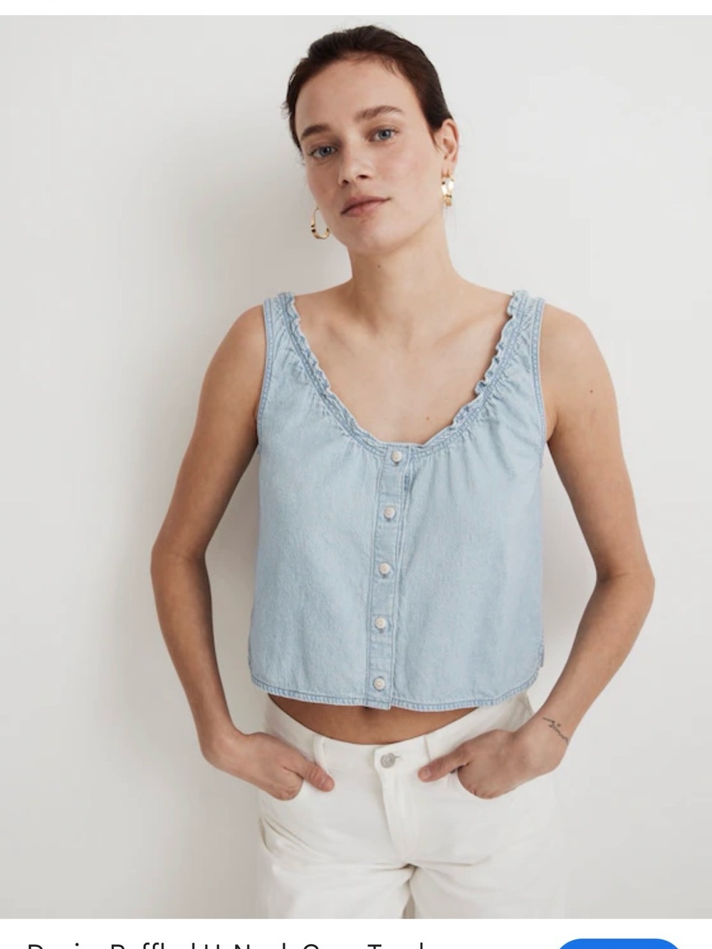 Madewell Light Blue Denim Button Front Tank